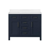 image Tahoe III 42 in W Bath Vanity in Midnight Blue with a Cultured Marble Vanity Top in White with White