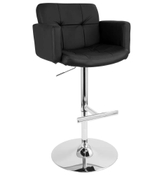 image Stout Chrome and Black Fau Leather Adjustable Height Bar Stool