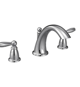 image MOEN Brantford 2-Handle Deck-Mount Roman Tub Faucet Trim Kit in Chrome Valve Not Included